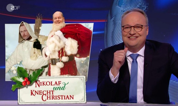 Vielversprechende Gaben? Oliver Welke zeigte sich erfreut über die Ampel-Heiligen "Nikolaf" Scholz und "Knecht Christian" Lindner.