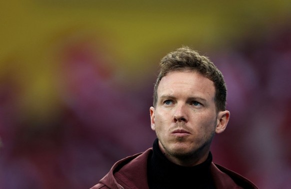 LEVERKUSEN, GERMANY - MARCH 19: Julian Nagelsmann, Head Coach of FC Bayern Munich, looks on during the Bundesliga match between Bayer 04 Leverkusen and FC Bayern München at BayArena on March 19, 2023  ...