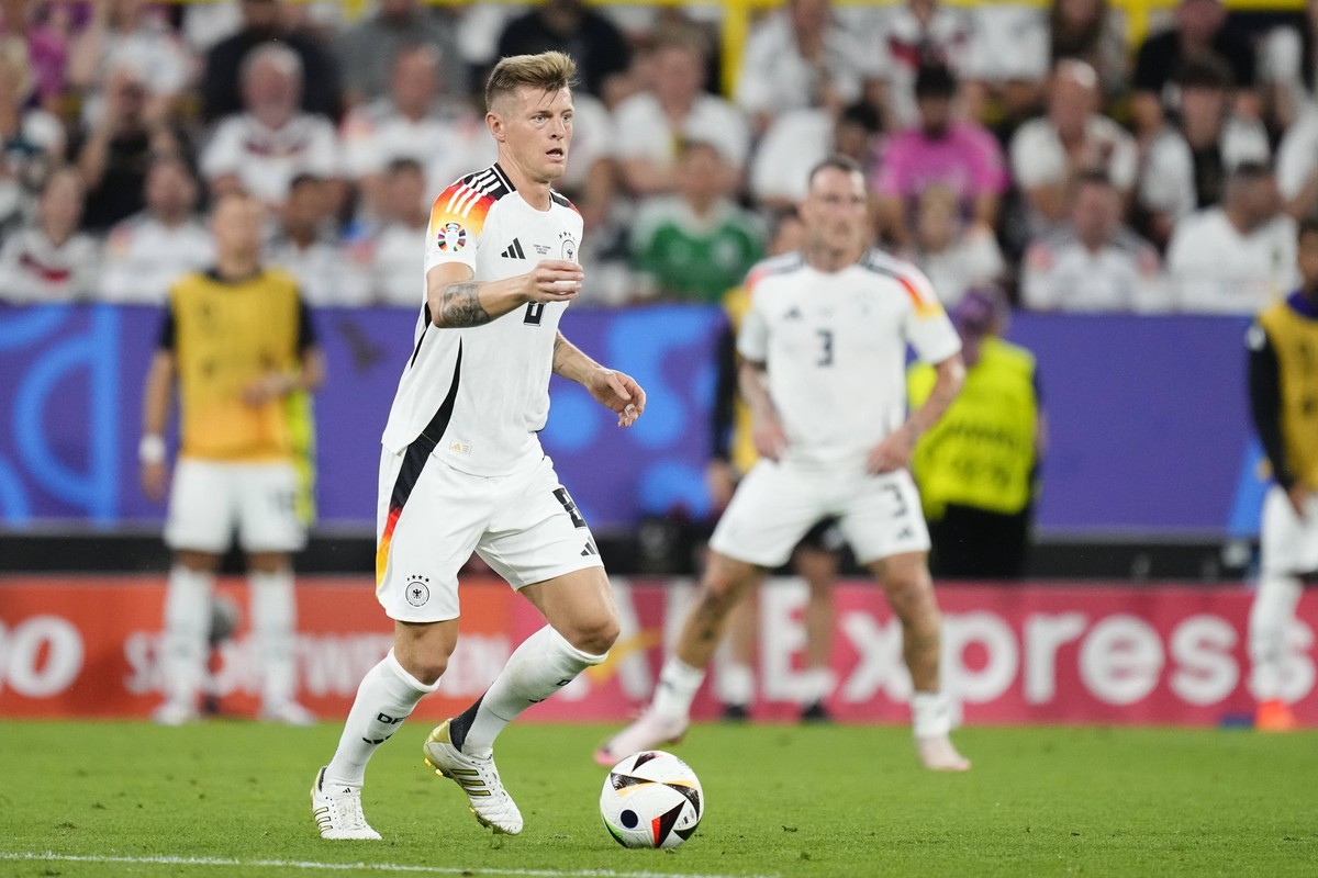 Germany v Denmark: Round of 16 - UEFA EURO, EM, Europameisterschaft,Fussball 2024 Toni Kroos central midfield of Germany and Real Madrid in action during the UEFA EURO 2024 round of 16 match between G ...