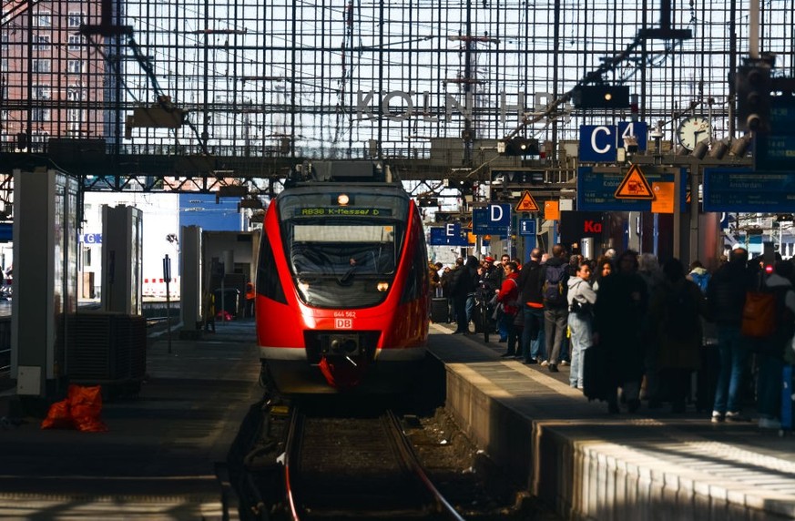 A general view of the regional Deutsche Bahn is seen parked at Cologne Central Station in Cologne, Germany on April 3, 2023, as pre-ordered 49 Euro tickets are available for purchase across Germany (P ...