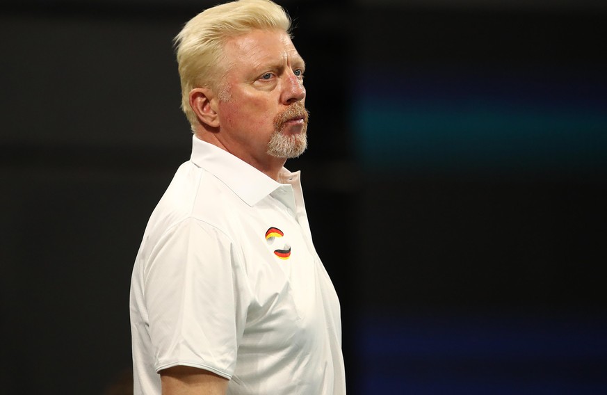BRISBANE, AUSTRALIA - JANUARY 03: Team Germany coach Boris Becker looks on during day one of the 2020 ATP Cup Group Stage at Pat Rafter Arena on January 03, 2020 in Brisbane, Australia. (Photo by Jono ...