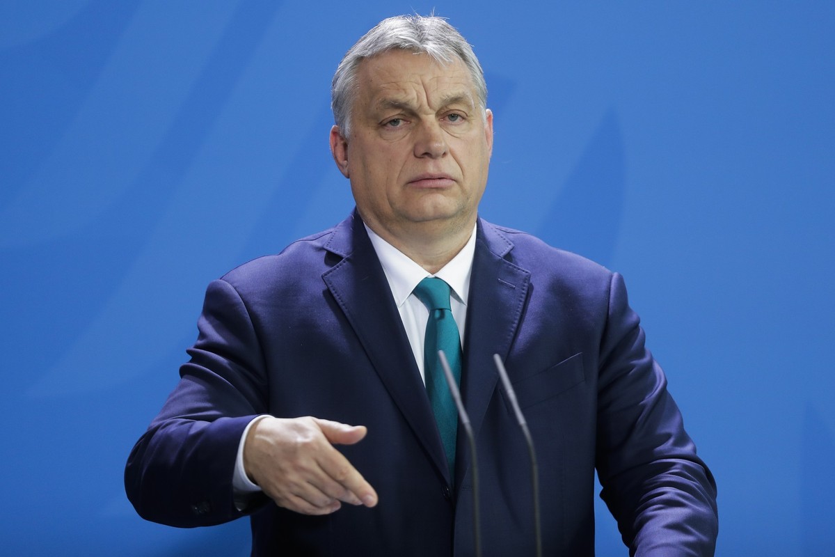 FILE - Hungary's Prime Minister Victor Orban briefs the media in Berlin, Germany, on Feb. 10, 2020. Hungarian Prime Minister Viktor Orban sent a letter to his Swedish counterpart, Ulf Kristersson ...