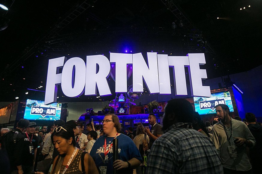 June 12, 2018 - Los Angeles, California, U.S - The Fortnite display, presented by Epic Games at the Electronic Entertainment Expo (E3) at the Los Angeles Convention Center on Tuesday June 12, 2018 in  ...