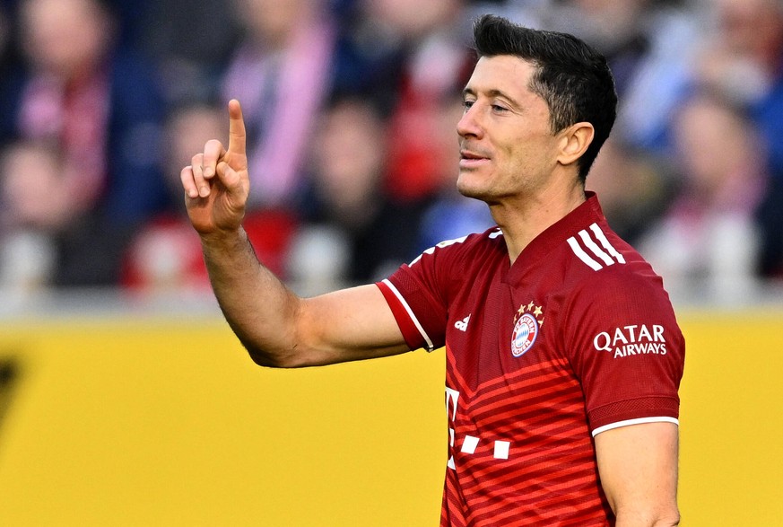 Robert Lewandowski FC Bayern Muenchen FCB 09 Gestik Geste TSG 1899 Hoffenheim vs FC Bayern Muenchen FCB 12.03.2022 DFL REGULATIONS PROHIBIT ANY USE OF PHOTOGRAPHS AS IMAGE SEQUENCES AND/OR QUASI-VIDEO ...