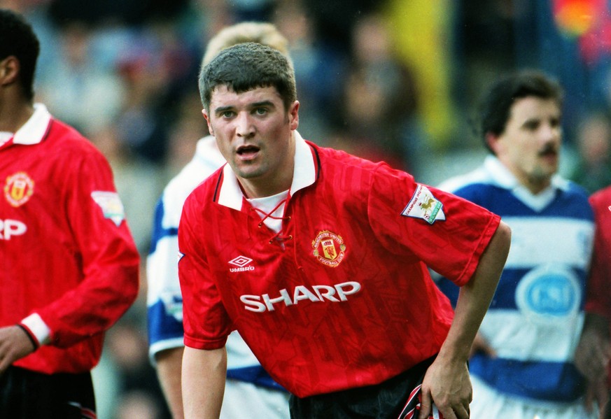 Bildnummer: 07874396 Datum: 05.02.1994 Copyright: imago/Colorsport
Roy Keane (United). Queens Park Rangers v Manchester United 05/02/1994 PUBLICATIONxINxGERxSUIxAUTxHUNxPOLxUSAxONLY ; Fussball Herren ...