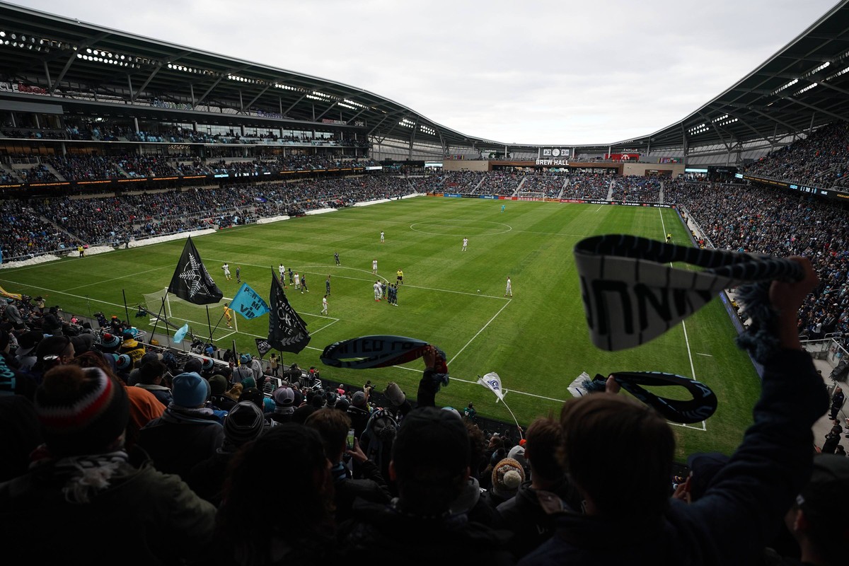 April 13, 2019 - St. Paul, MN, USA - Minnesota United waved their scarves as Loons tried unsuccessfully for the game winning goal in the second half. ANTHONY SOUFFLE • anthony.souffle@startribune.co ...