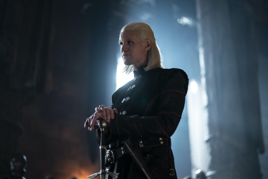 This image released by HBO Max shows Matt Smith as Prince Daemon Targaryen in a scene from &quot;House of the Dragon,&quot; a prequel to &quot;Game of Thrones,&quot; premiering on Sunday. (HBO Max via ...