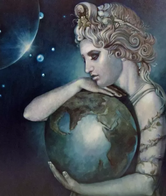 Die Urgöttin Gaia stellt in der griechischen Mythologie die personifizierte (Mutter) Erde dar.
