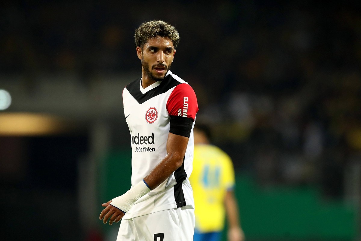 19.08.2024, xtgx, Fussball DFB Pokal 1.Runde, Eintracht Braunschweig - Eintracht Frankfurt emspor, v.l. Omar Marmoush Eintracht Frankfurt DFL/DFB REGULATIONS PROHIBIT ANY USE OF PHOTOGRAPHS as IMAGE S ...