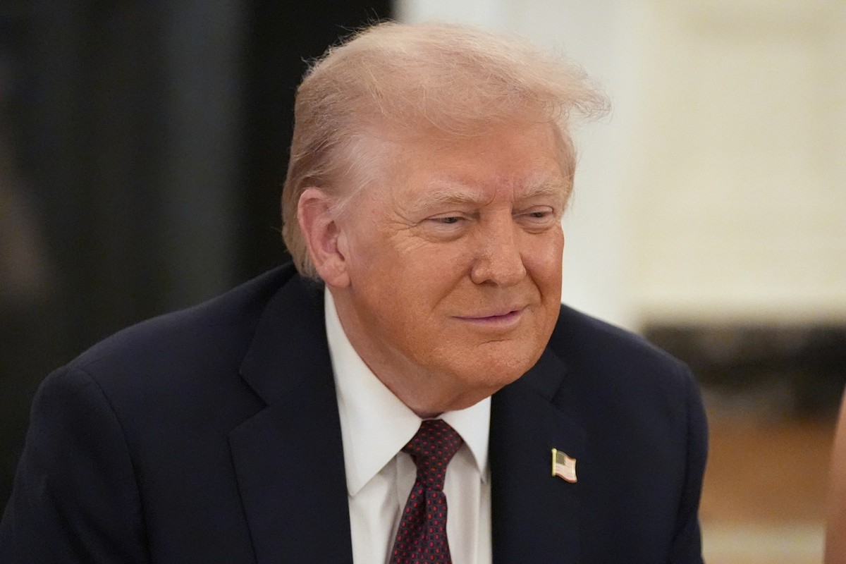 04.09.2025, USA, Washington: US-Präsident Donald Trump spricht bei einem Abendessen im State Dinning Room des Weißen Hauses. Foto: Alex Brandon/AP/dpa +++ dpa-Bildfunk +++