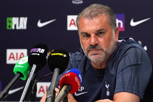 Tottenham Hotspur press conference, PK, Pressekonferenz - Monday July 10th Tottenham Hotspur manager Ange Postecoglou during a press conference at Tottenham Hotspur Training Centre, London. Picture da ...