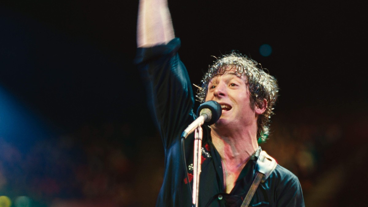 This image released by 20th Century Studios shows Jeremy Allen White as Bruce Springsteen in a scene from &quot;Springsteen: Deliver Me From Nowhere.&quot; (20th Century Studios via AP)