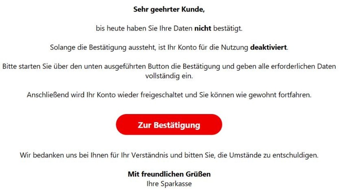 Sparkasse Phishing Cyber Betrug