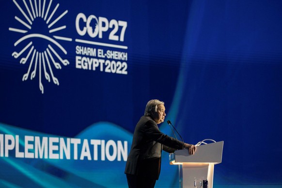 Antonio Guterres, Generalsekretär der Vereinten Nationen, hält seine Rede während der Eröffnung des hochrangigen Gipfels des COP27 Klimagipfels im International Convention Center.