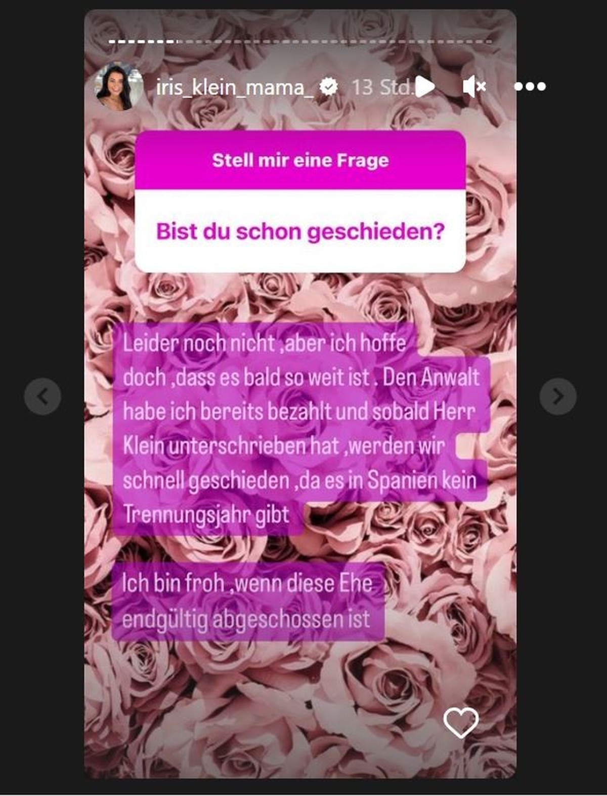 Iris Klein auf Instagram