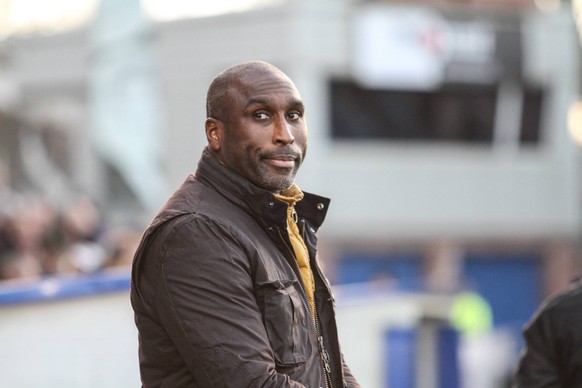 Sol Campbell (Manager of Macclesfield Town) during the Sky Bet League 2 match between Macclesfield Town and Tranmere Rovers at the Moss Rose Stadium, Macclesfield, England on 1 January 2019. PUBLICATI ...