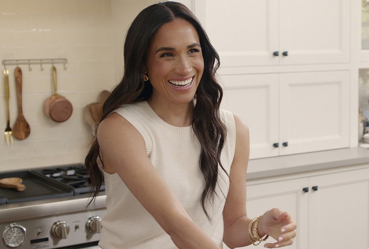This image released by Netflix shows Meghan, Duchess of Sussex, in a scene from &quot;With Love, Meghan.&quot; (Netflix via AP)