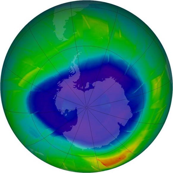 Das Ozonloch (blau) in 2009