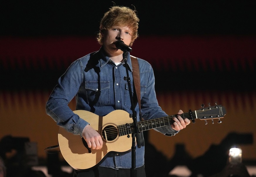 Ed Sheeran performs &quot;Life Goes On&quot; at the 58th annual Academy of Country Music Awards on Thursday, May 11, 2023, at the Ford Center in Frisco, Texas. (AP Photo/Chris Pizzello)