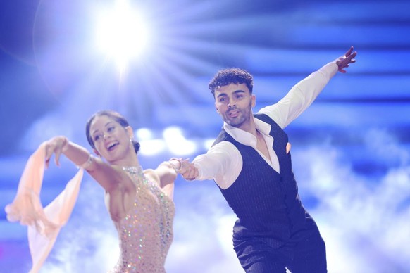 COLOGNE, GERMANY - MARCH 10: Younes Zarou and Malika Dzumaev perform during the third "Let's Dance" show at MMC Studios on March 10, 2023 in Cologne, Germany. (Photo by Andreas Rentz/Ge ...