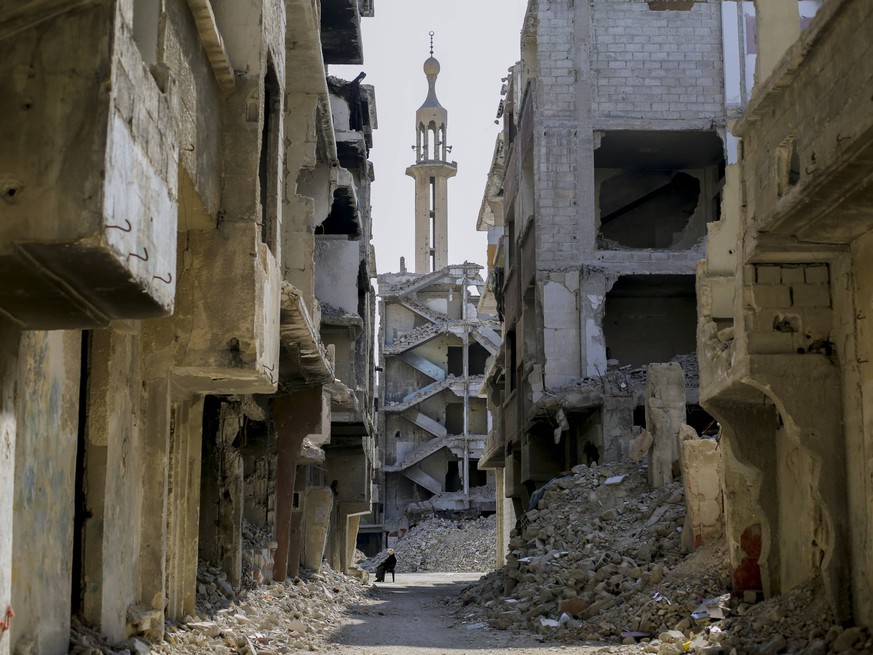 The Yarmouk refugee camp outside Damascus Rubble fills the space between collapsed structures in Yarmouk camp outside Damascus, Syria, on January 29, 2025. The camp, once home to much of the Palestini ...