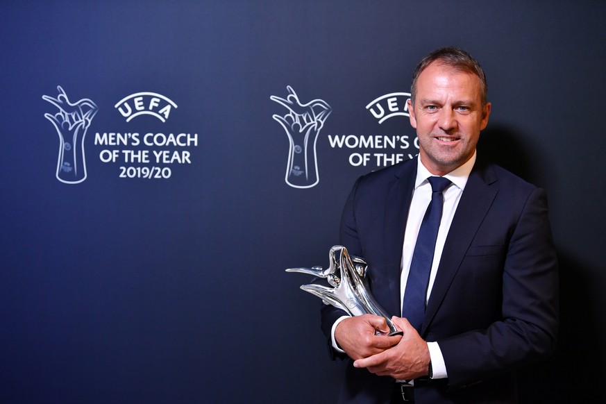 Soccer Football - UEFA Awards - Geneva, Switzerland - October 1, 2020 Bayern Munich coach Hansi Flick after winning the Men&#039;s Coach of the year UEFA Pool/Handout via REUTERS??ATTENTION EDITORS -  ...