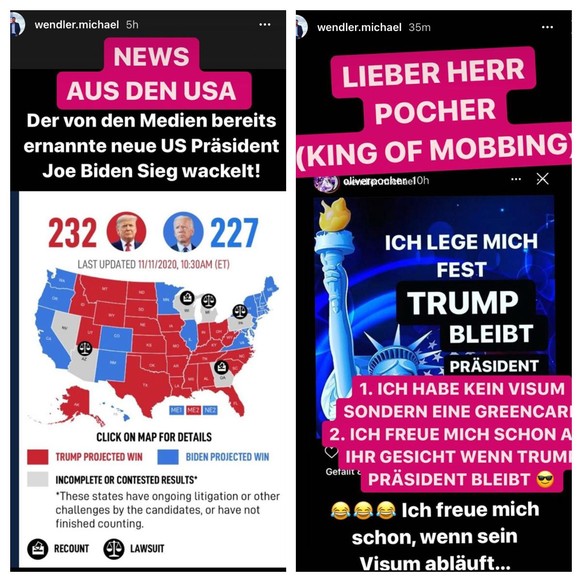 In seiner Story sprach Wendler erneut über das Ergebnis der US-Wahl.