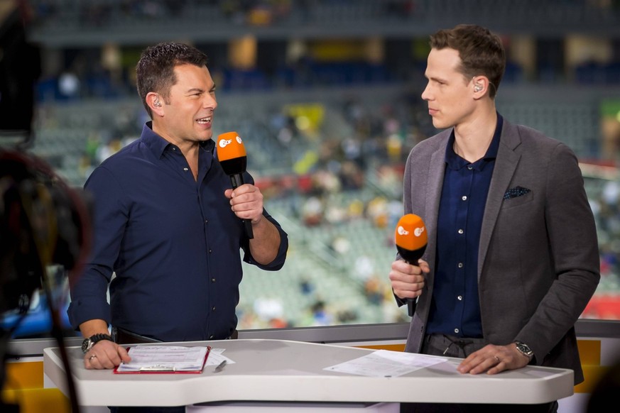 Yorck Polus und Sven-Soeren Christophersen im ZDF-Moderatorenstudio. Deutschland - Montenegro, Vorrunde, Handball, EHF Euro 2018, 13.01.18 Zagreb Zagreb Croatia Arena *** Yorck Polus and Sven S