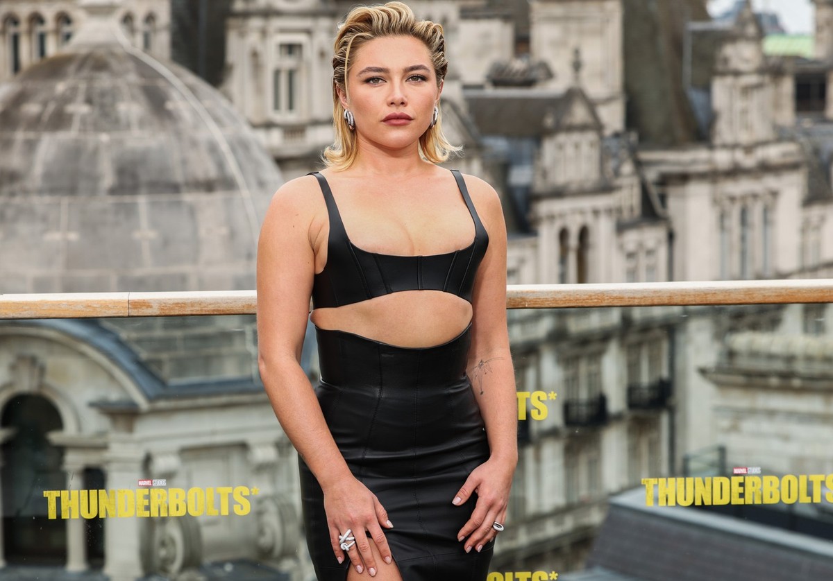LONDON, ENGLAND - APRIL 24: Florence Pugh attends the UK photocall for Marvel Studios&#039; &#039;Thunderbolts*&#039; at The Corinthia Hotel on April 24, 2025 in London, England. (Photo by Tim P. Whit ...