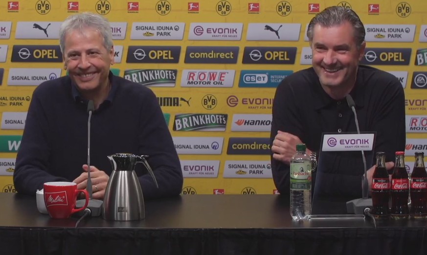 LEL! Lucien Favre (l.) und Michael Zorc hatten Spaß.