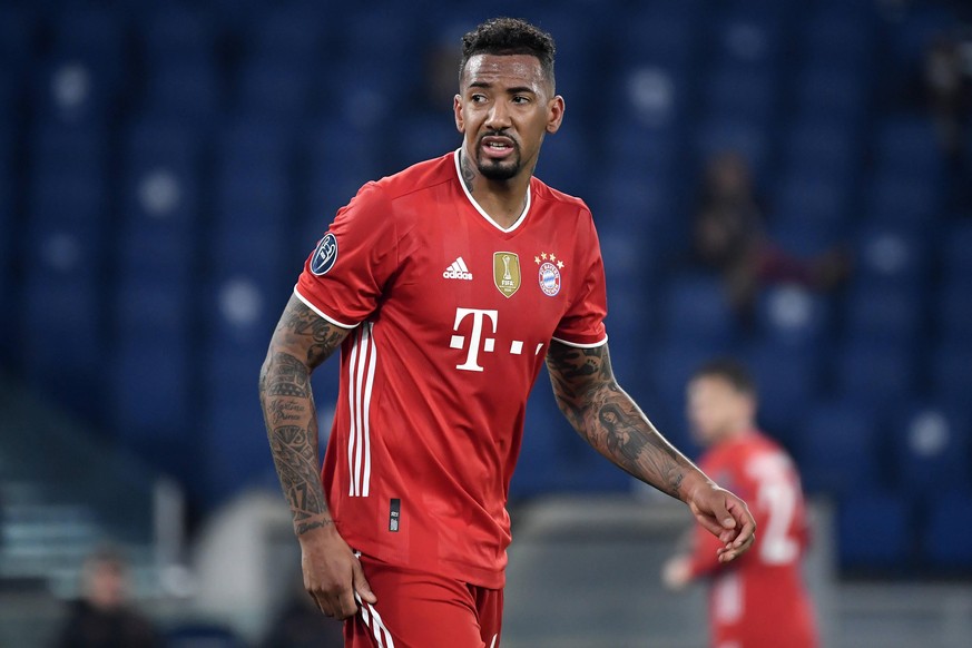 Jerome Boateng of FC Bayern Munchen reacts during the Champions League round of 16 football match between SS Lazio and Bayern Munchen at stadio Olimpico in Rome Italy, February, 23th, 2021. Photo Andr ...