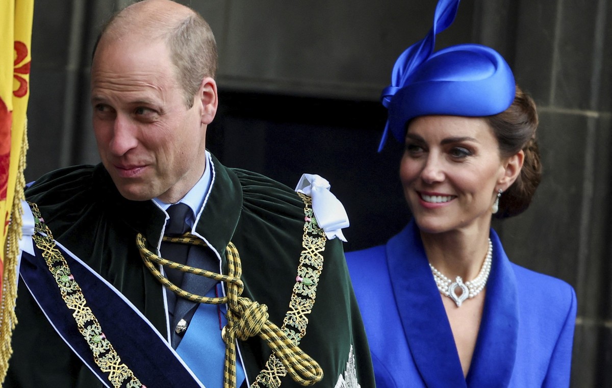 FILE - Britain&#039;s Prince William and Kate, the Princess of Wales depart, after a National Service of Thanksgiving and Dedication for King Charles III and Queen Camilla, in Edinburgh, Wednesday, Ju ...