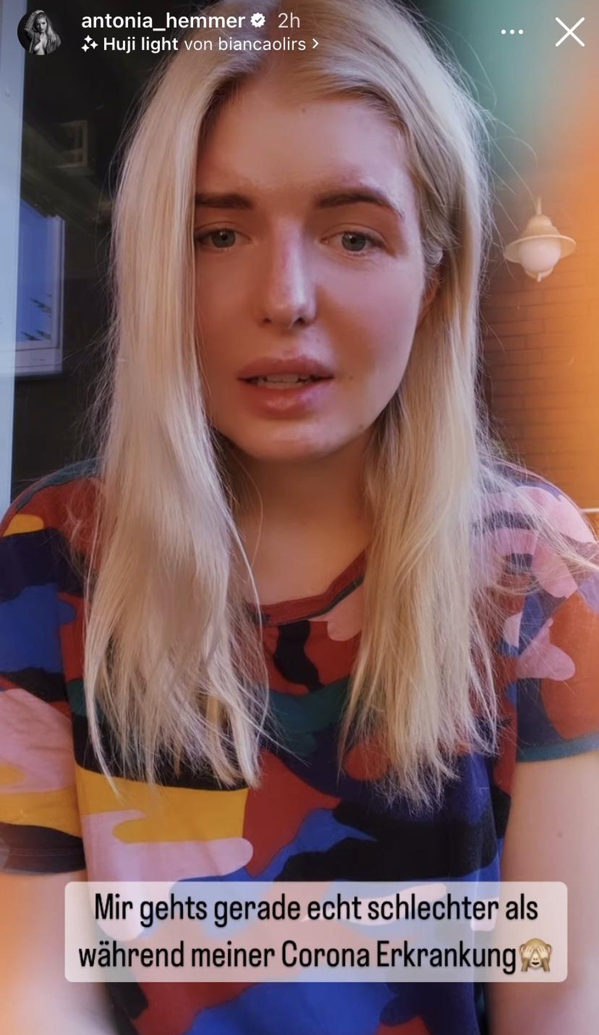 Antonia sagte, wie schlecht es ihr geht.