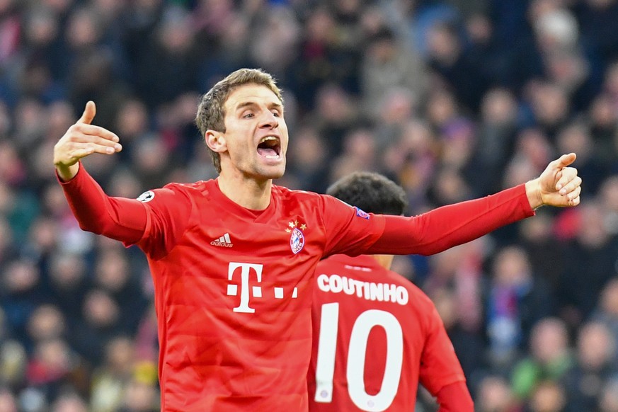 SOCCER - CL, Bayern vs Tottenham MUNICH,GERMANY,11.DEZ.19 - SOCCER - UEFA Champions League, group stage, FC Bayern Muenchen vs Tottenham Hotspur. Image shows Thomas Mueller Bayern. PUBLICATIONxINxGERx ...