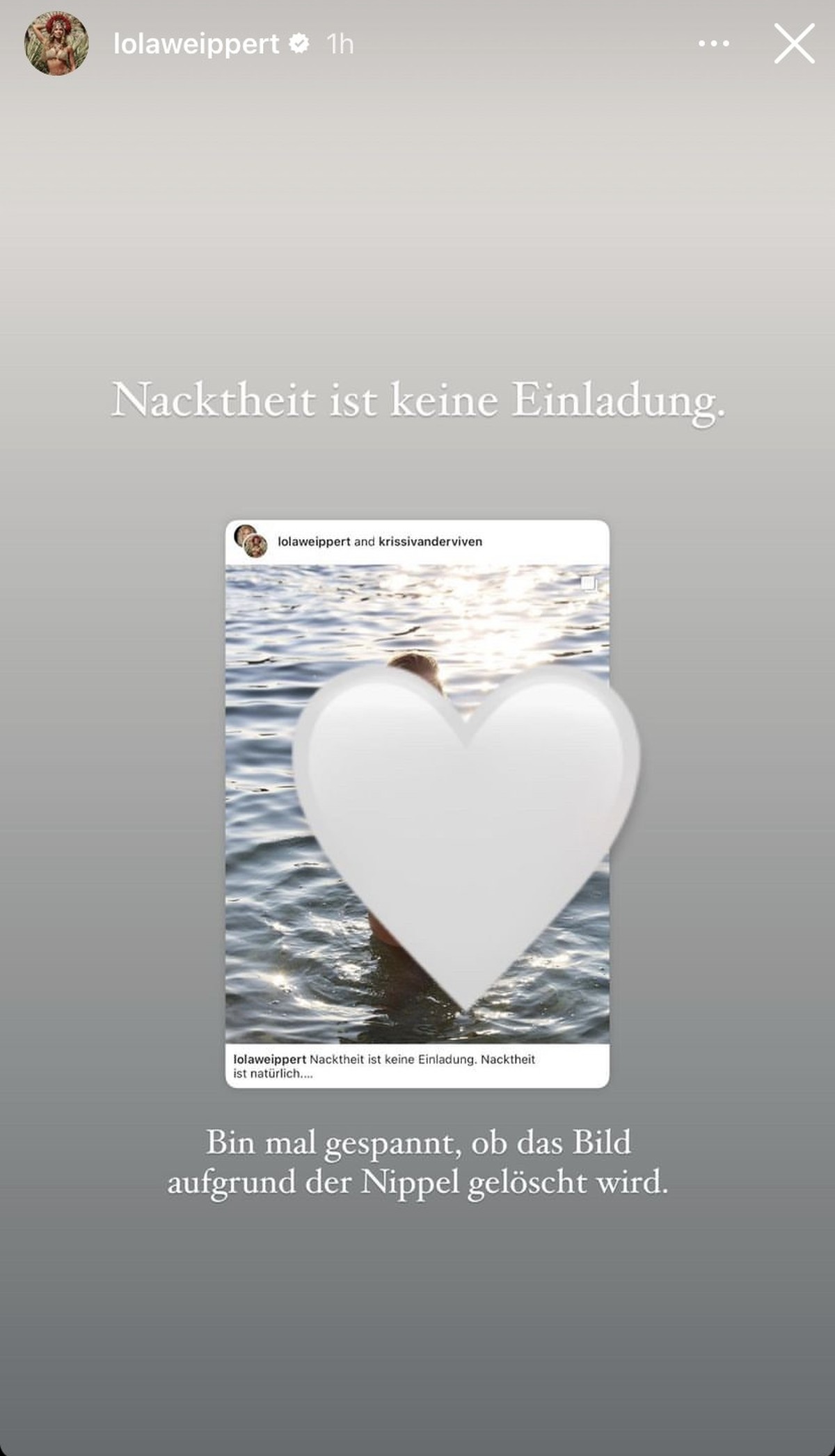 Lola Weippert war bewusst, dass das Foto für die Plattform sehr freizügig ist.