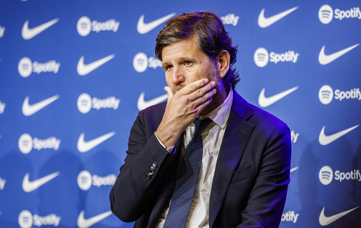 Presentation Of Robert Lewandowski - FC Barcelona, Barca Mateu Alemany during Robert Lewandowski presentation ceremony at the Spotify Camp Nou Stadium in Barcelona, Spain, on August 5th, 2022. Barcelo ...