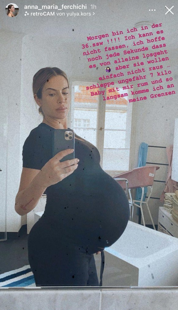 Anna-Maria Ferchichi zeigt ihren großen Babybauch.