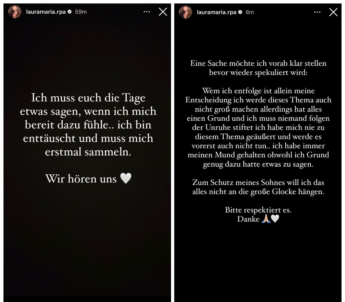 Diese beiden Posts setzte Laura ab, den zweiten Beitrag löschte sie allerdings wieder.