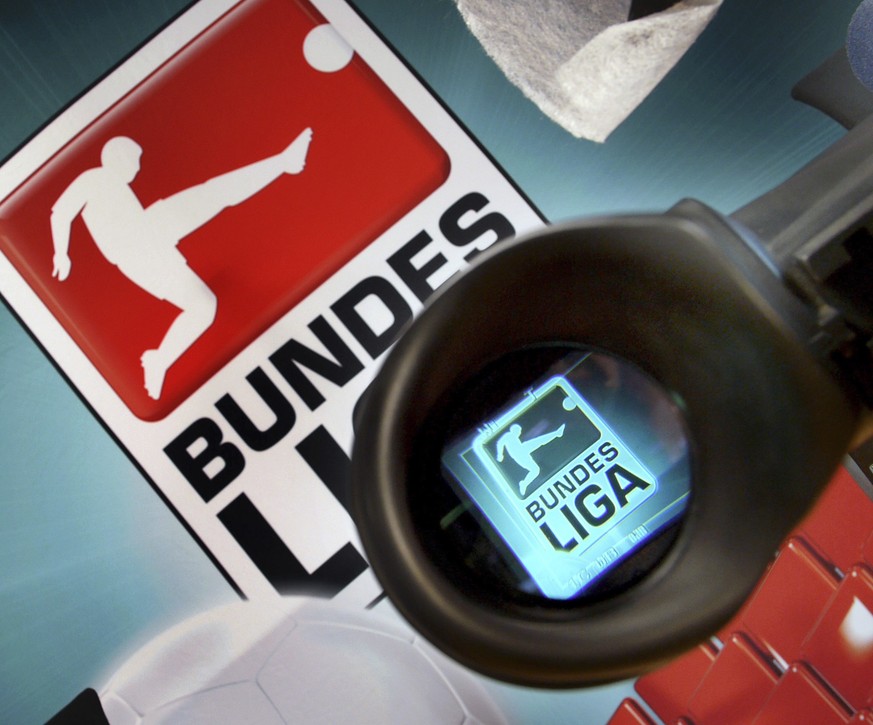 FILE - The logo of German Football League Bundesliga is seen through a camera prior to a press conference in Frankfurt, Germany, Oct. 9, 2007. The German soccer league (DFL) is appointing two more men ...