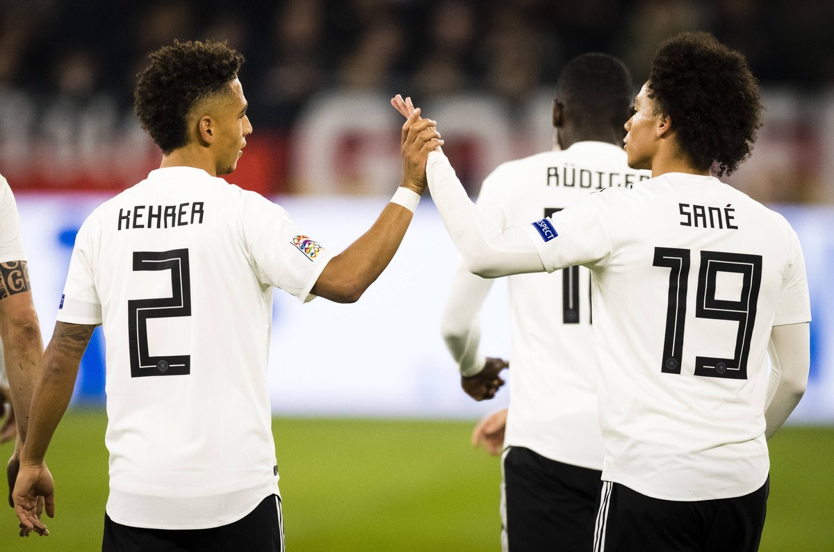 Gelsenkirchen, 19.11.2018 Thilo Kehrer (Deutschland), Leroy Sane (Deutschland) Deutschland - Niederlande *** Gelsenkirchen 19 11 2018 Thilo Kehrer Germany Leroy Sane Germany Germany Netherlands