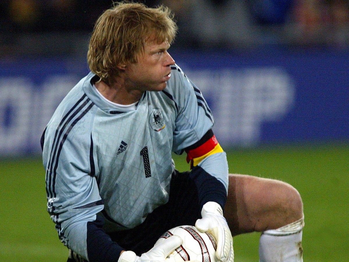 Oliver Kahn während eines Länderspiels. Insgesamt bestritt er 86 Partien für die Nationalelf.