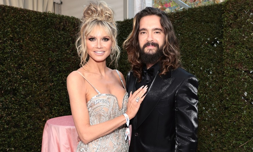 WEST HOLLYWOOD, CALIFORNIA - MARCH 27: (L-R) Heidi Klum and Tom Kaulitz attend Elton John AIDS Foundation's 30th Annual Academy Awards Viewing Party on March 27, 2022 in West Hollywood, California. (P ...
