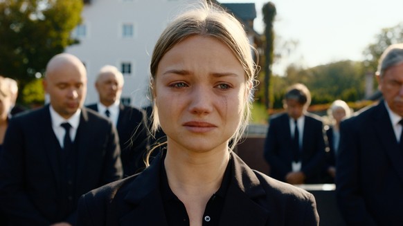 Vivi Klettmann (Julia Beautx) auf der Beerdigung ihrer Mutter.