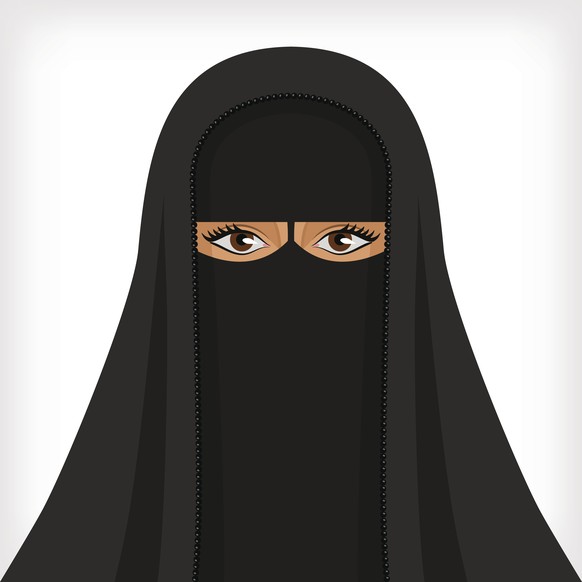 Beautiful muslim woman in black niqab - vector illustration. eps 8