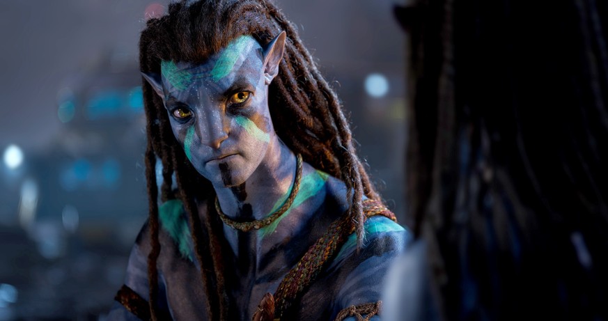 HANDOUT - 18.02.2021, ---: Jake Sully in einer Szene des Films &quot;Avatar 2: The Way Of Water&quot; (undatierte Filmszene). Der Film kommt am 15.12.2022 in die deutschen Kinos. (zu dpa-Kinostarts) F ...