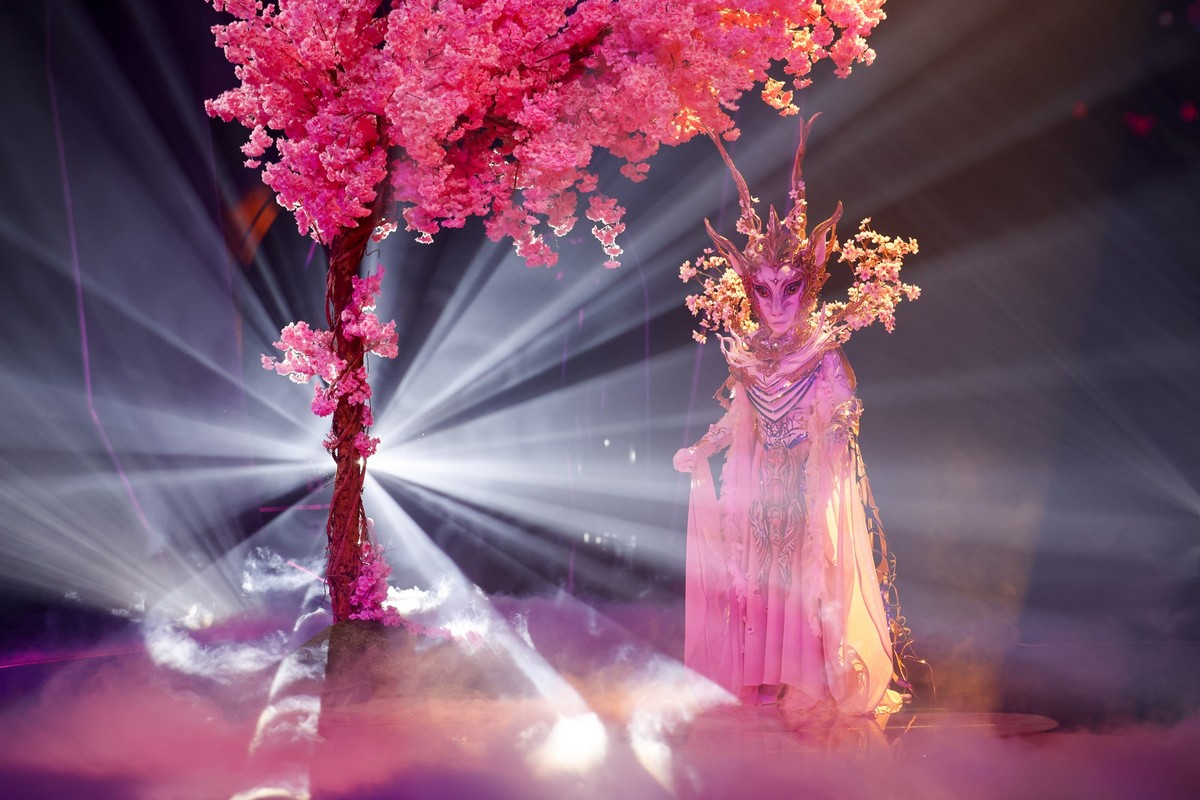 dpatopbilder - 06.04.2024, Nordrhein-Westfalen, Köln: Die Figur &quot;Elgonia&quot; steht in der Prosieben-Show &quot;The Masked Singer&quot; auf der Bühne. Foto: Thomas Banneyer/dpa +++ dpa-Bildfunk  ...