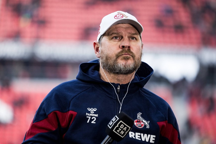 1. Fußball Bundesliga: SC Freiburg - 1. FC Köln 17.12.2023 Steffen Baumgart Trainer 1. FC Köln im DAZN Interview 1. Fußball Bundesliga: SC Freiburg - 1. FC Köln, Freiburg, Europa Park Stadion am 17.12 ...