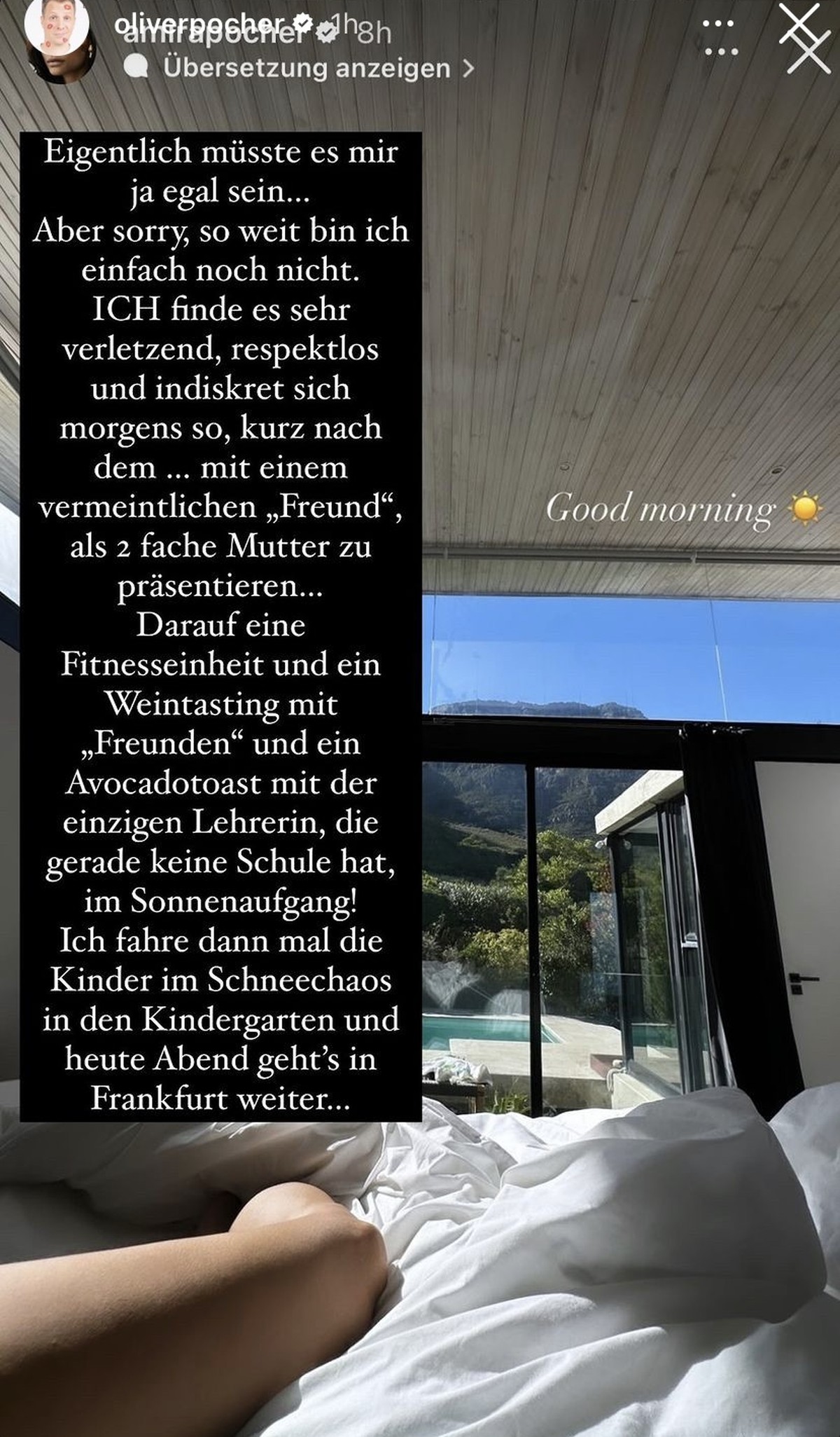 Oliver Pocher repostet Amiras Beitrag und setzt einen deutlichen Kommentar dazu ab.
