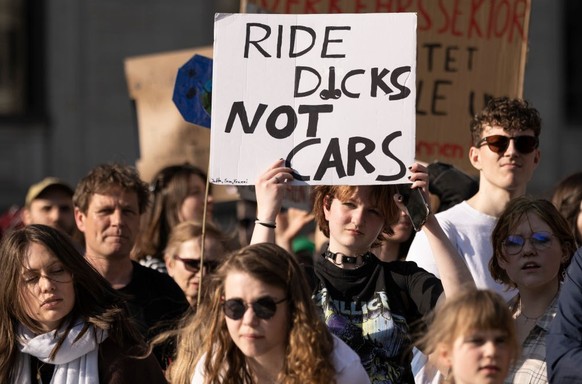 BERLIN, GERMANY - APRIL 21: Fridays for Future climate activists protest outside the Transport Ministry before marching to the venue where the pro-business German Free Democrats (FDP) political party, ...