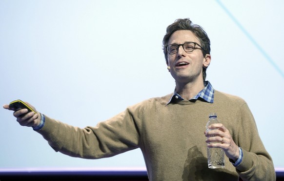 epa05176776 Founder of the US media company BuzzFeed, Jonah Peretti, speaks during a conference at the Mobile World Congress in Barcelona, Spain, 23 February 2016. The Mobile World Congress will run f ...